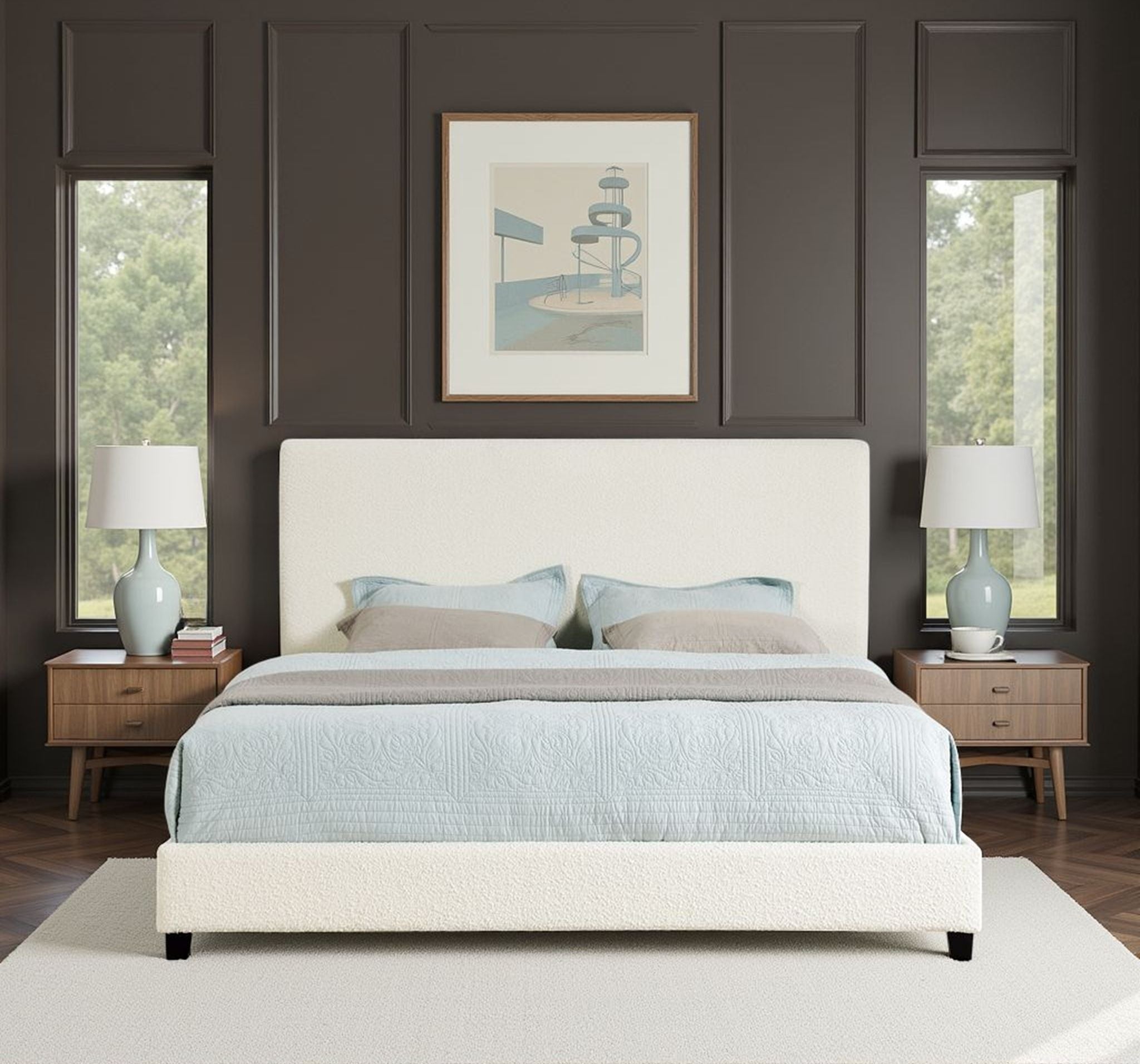 Platform Bed & Upholstered Headboard