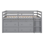 Loft Bed With Retractable Writing Desk And 4 Drawers, With Lateral Portable Desk And Shelves