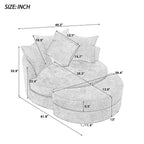 360° Swivel Accent Barrel Chair With Storage Ottoman & 4 Pillows, Modern Leisure Chair Round Accent For Living Room