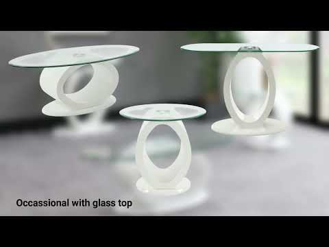 Larry - Glass Top Round Dining Table - White High Gloss
