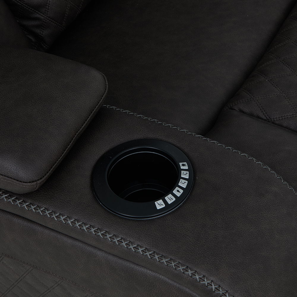 Wendell - Power Motion Sofa With Dropdown Table, Storage, USB & LED - Dark Gray