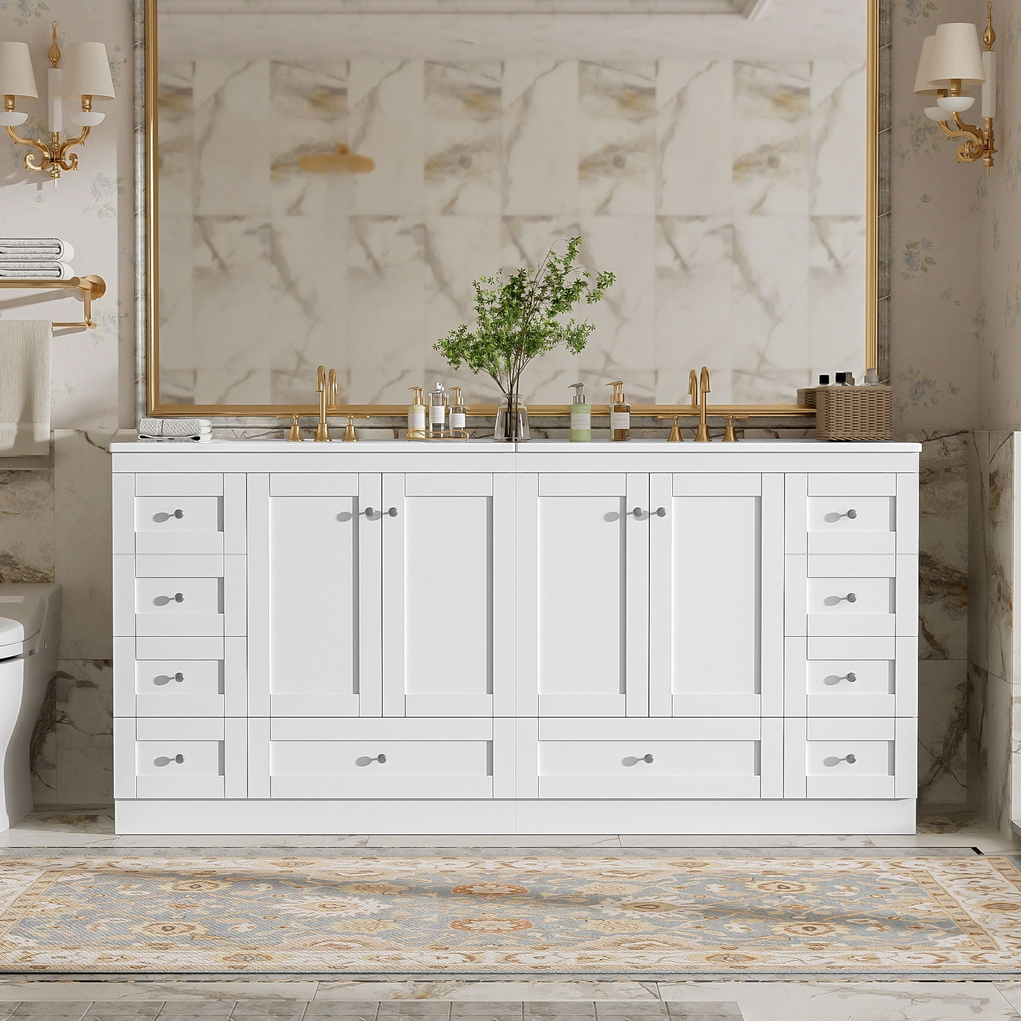 Shaker Free Standing Bathroom Vanity Cabinet & Sink, Soft Close Drawers, Soft Close Doors