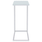 Stella White Glass Top C-Shaped Sofa Side Table Chrome