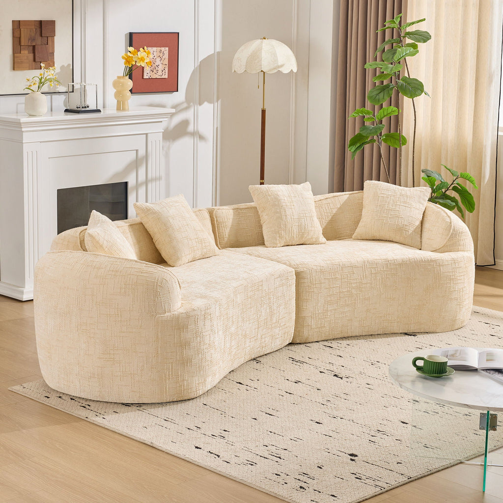 Curved Compressed Sofa, Nordic-Style Design For Living Room