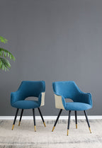 Side Chair, Living Room Bedroom Kitchen Vanity Accent Chair (Set of 2) - Blue