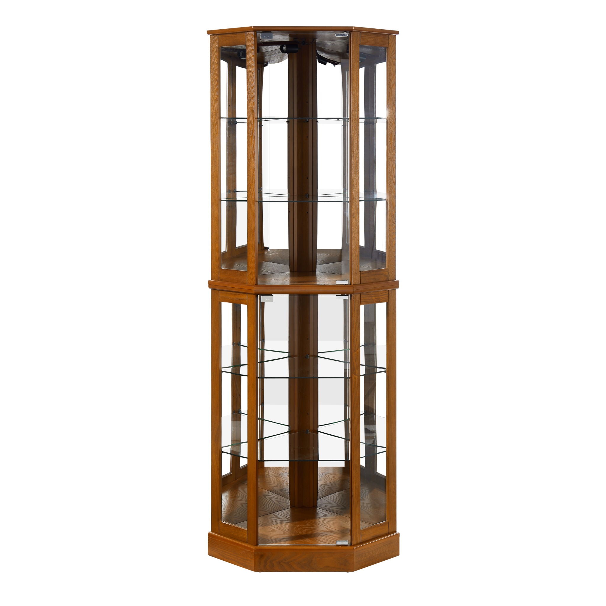 6 Shelf Corner Curio Display Cabinet With Lights, Mirrors And Adjustable Shelves (E26 Light Bulb Not Included)
