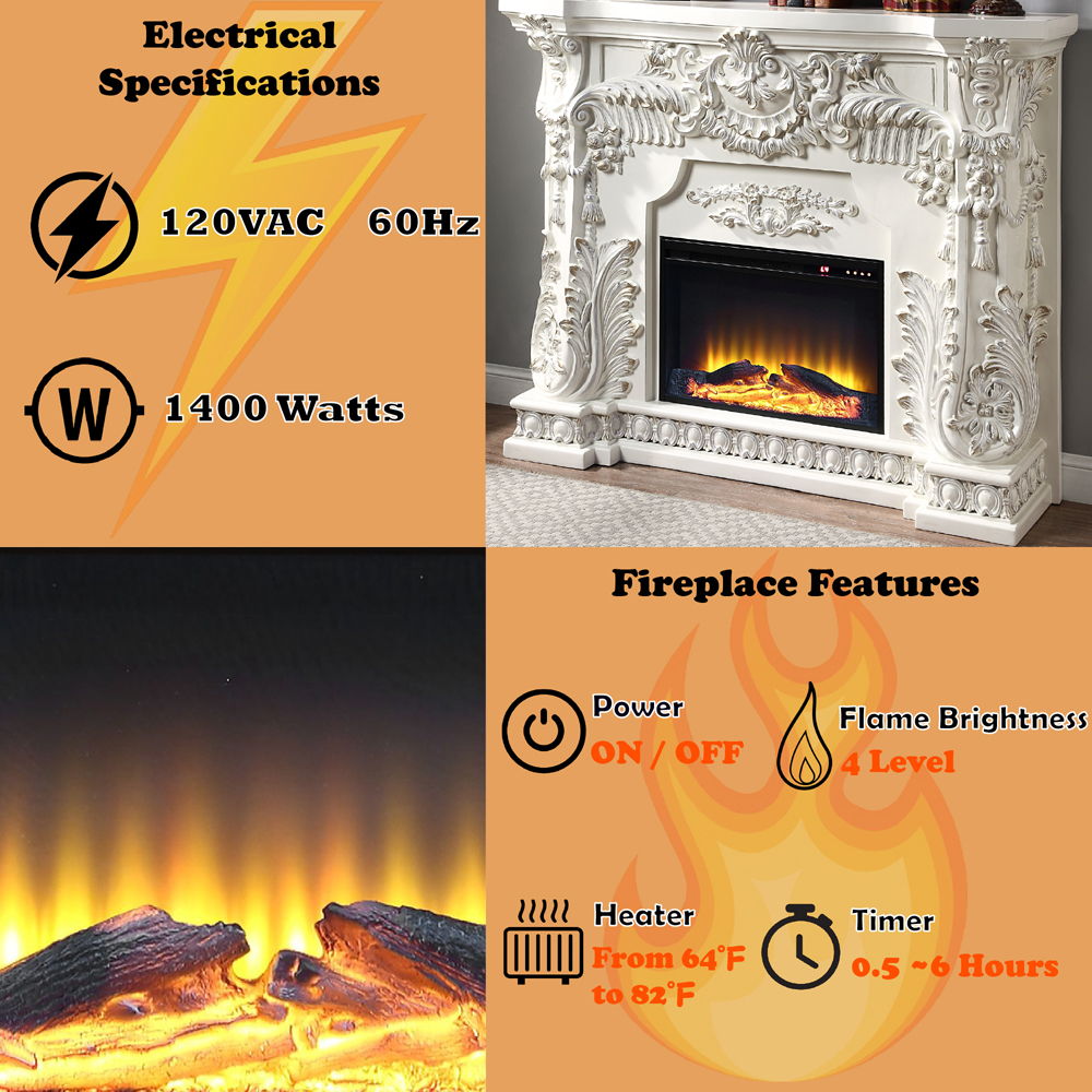 Adara - Fireplace - Antique White