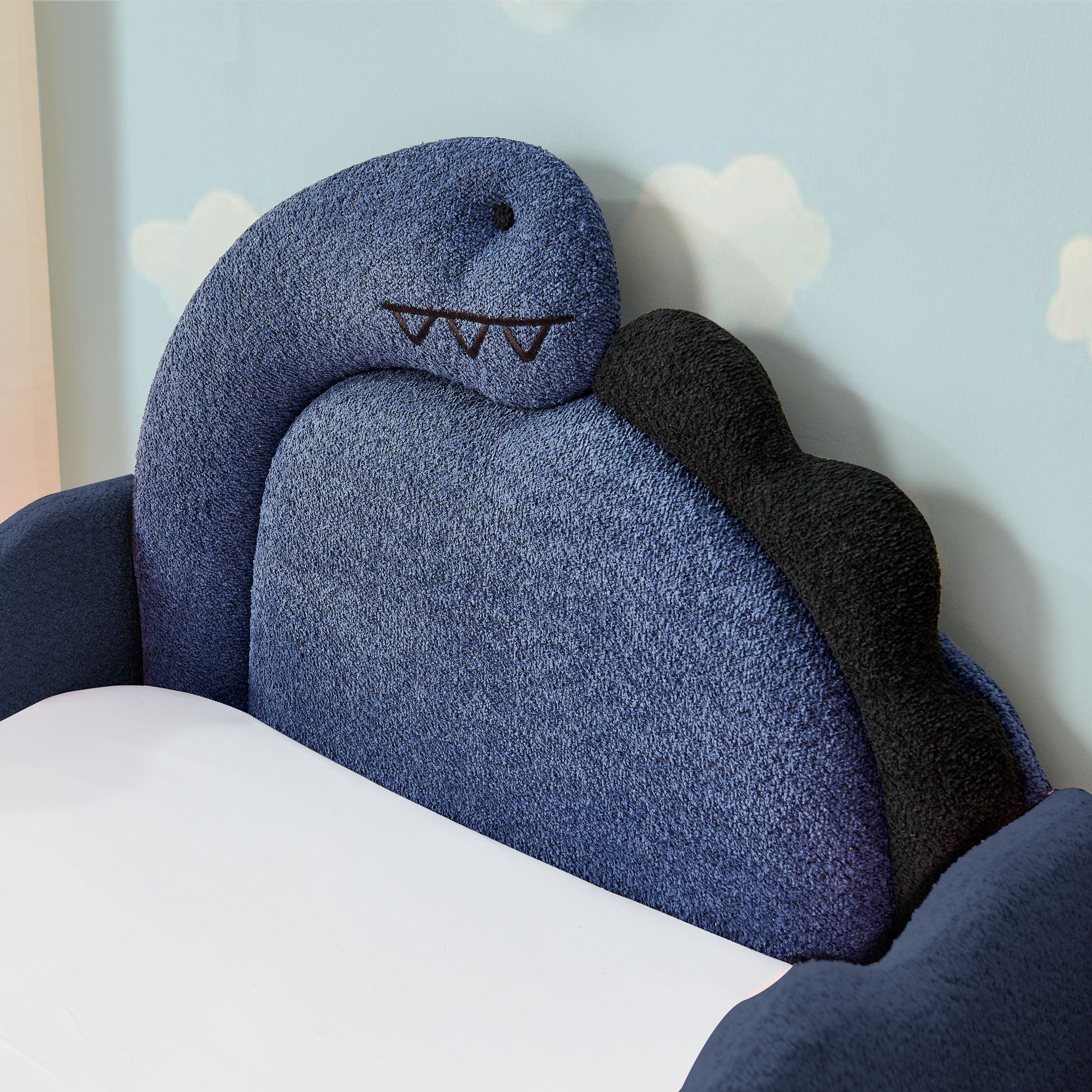 Cute Dinosaur Shaped Bed With Safety Guardrail, Toddler Frame