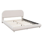 Upholstered Platform Bed With Thick Solid Frame And Stylish Curve-Shaped Design