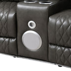 Taddeo - Power Motion Loveseat With Console, Speaker, USB, Wireless Charger & LED - Dark Gray
