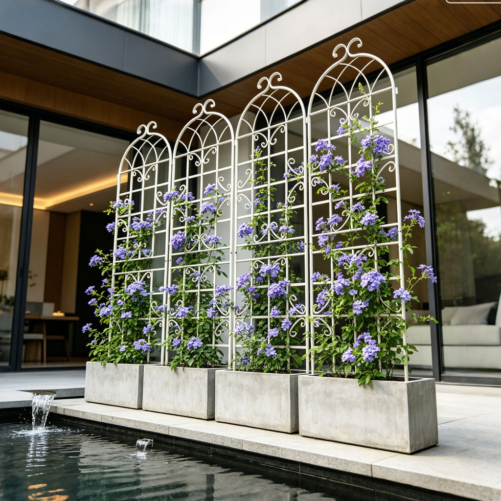 Metal Garden Rustproof Trellis For Climbing Plants Outdoor Flower Support