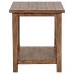 Payne Wood End Table with Shelf Distressed Brown