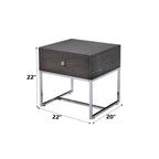 Iban - End Table - Gray Oak / Chrome
