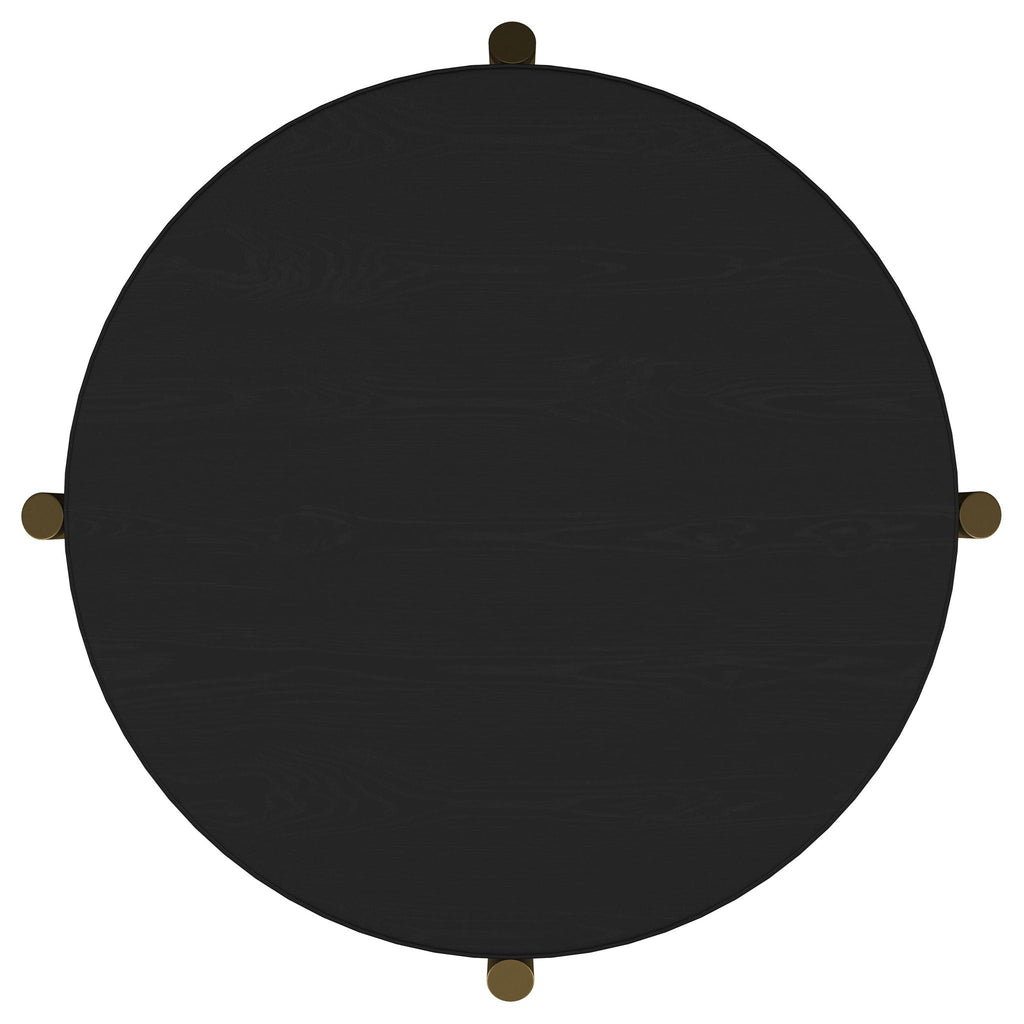 Arini Round End Side Table With Storage Shelf Black