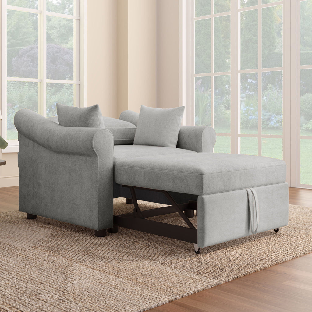 Convertible Sleeper Chair With Adjustable Backrest, 3 In 1 Lounger Chair Turns Into Bed, Single Bed For Living Room