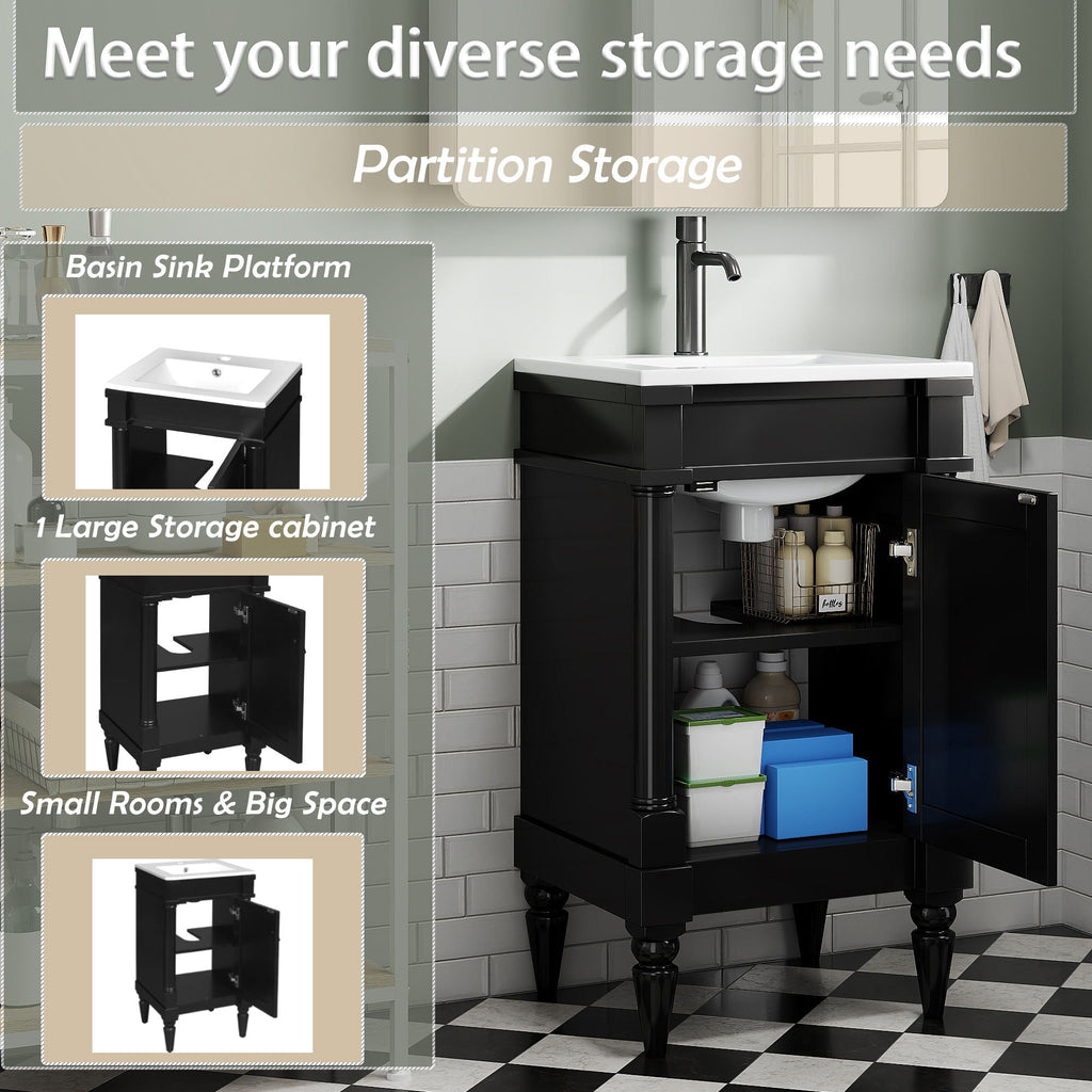 Bathroom Vanity With Sink, Storage Cabinet With Door, Drop In Sink, Compact Freestanding Design