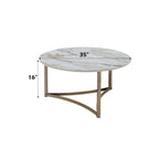 Aziz - Sintered Stone Top Round Coffee Table - White