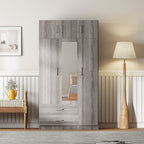 Modern 3 Door Mirror Wardrobe With 2 Drawers And Top Cabinet