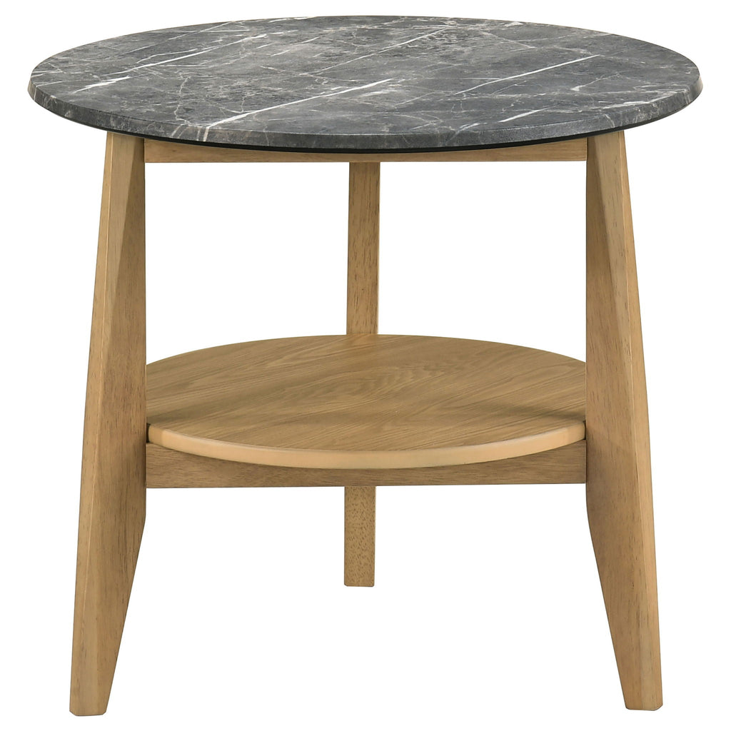 Bradley Round SmartTop End Side Table Grey and Natural