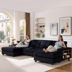 U-Shaped Convertible Sofa, 4 Seater Large Living Room Lounge