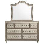 Antonella 7-drawer Upholstered Dresser with Mirror Ivory