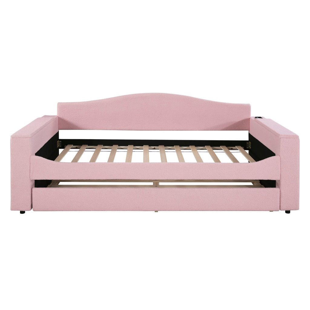 Upholstered Daybed With Storage Armrests, Trundle And Latest Integrated tooth Audio System