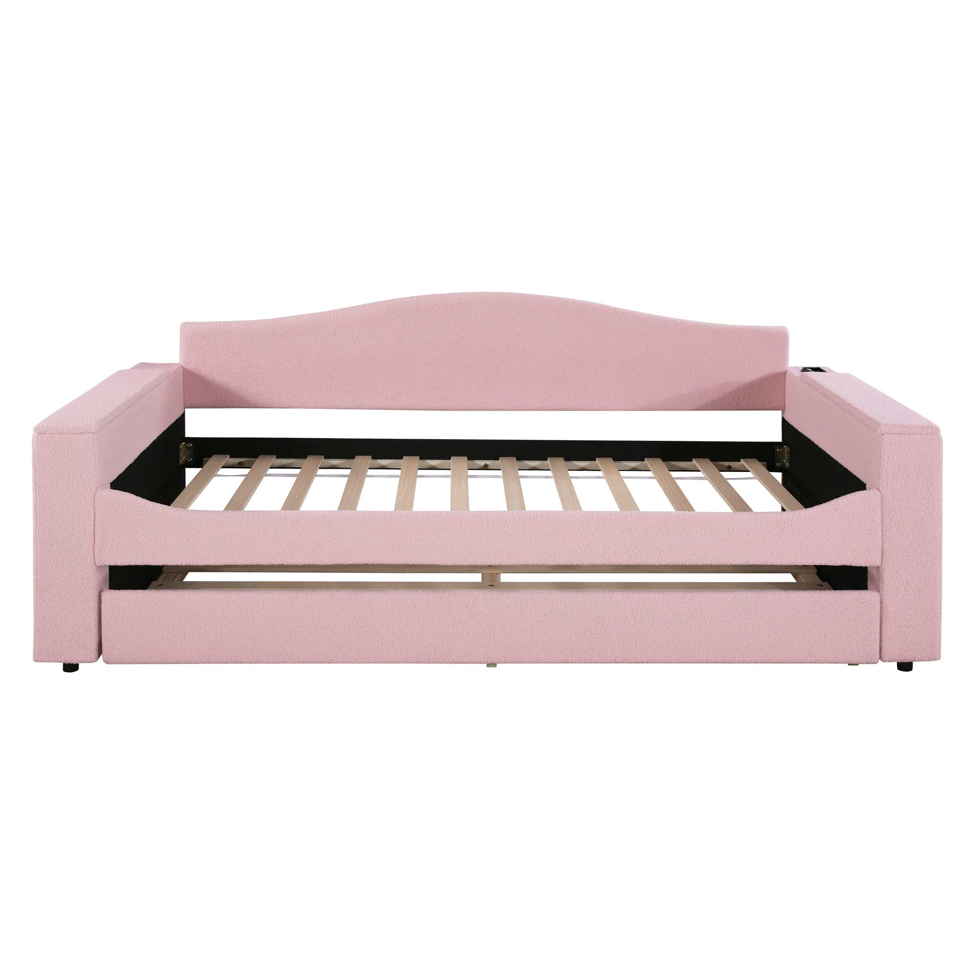 Upholstered Daybed With Storage Armrests, Trundle And Latest Integrated tooth Audio System