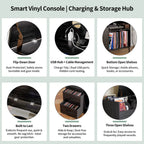 Eco-Friendly Vinyl Record Player Stand With Flip-Top Storage, Media Console With Dual Outlets And Dustproof Drawers