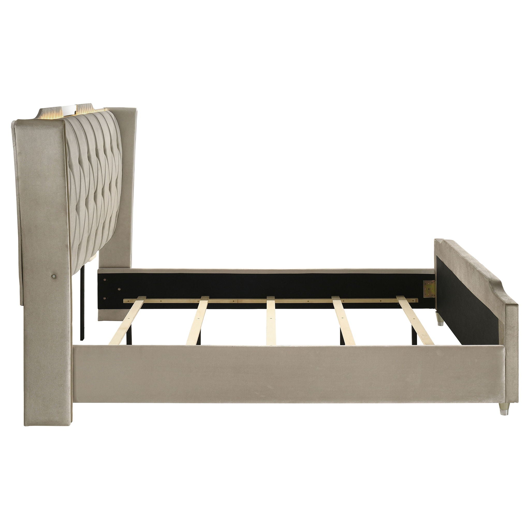 Lorient California King LED Upholstered Bed Ivory and Camel