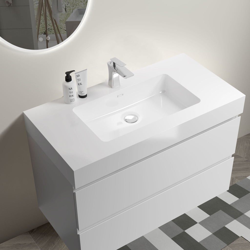 Alice - Bathroom Vanity With Large Storage, Sink, Wall Mounted