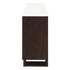 Edwyn - Server With Fireplace - Natural Marble Top & Espresso