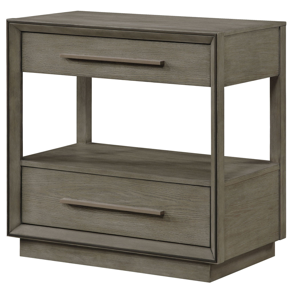Durango 2-drawer Nightstand Bedside Table Taupe Oak