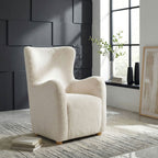 Thornton Faux Fur Upholstered Wingback Lounge Accent Chair Ivory