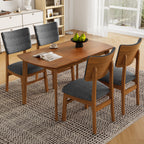Dining Table Set For 4, Solid Wood Dining Table And Solid Wood Chairs, 5 Pieces Farmhouse Dining Table And 4 Upholstered Chairs - Brown / Gray