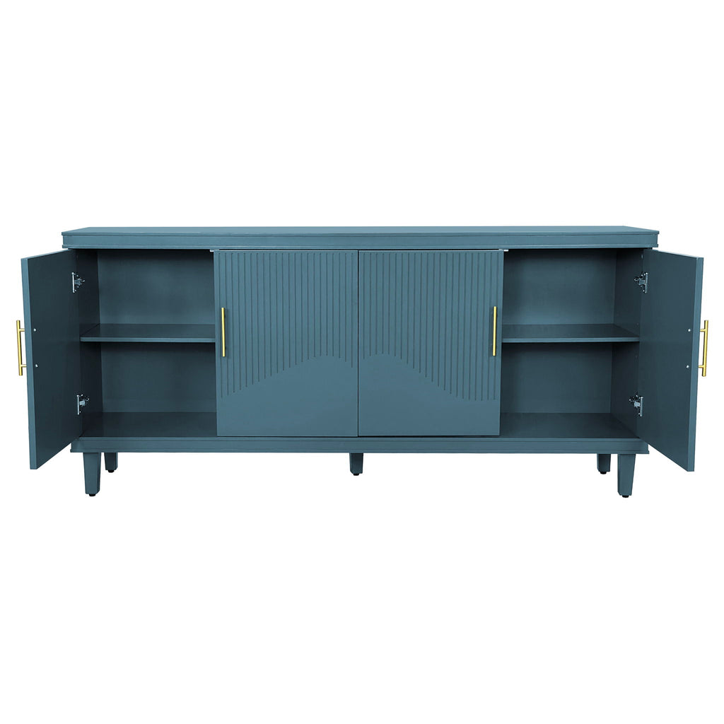 4 Door Cabinet, Large Storage For Living Room - Blue