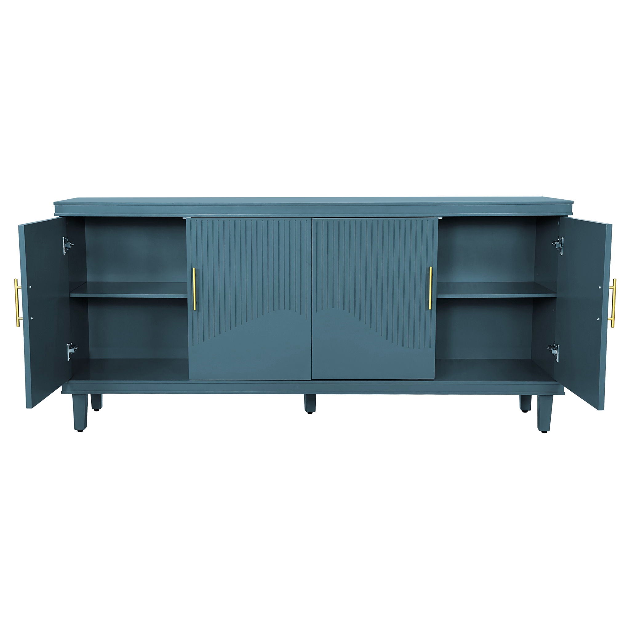 4 Door Cabinet, Large Storage For Living Room - Blue