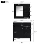 Bathroom Vanity With Top Sink, 2 Doors And 3 Drawers, Freestanding Set With Mirror Cabinet