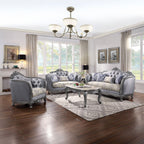Ariadne - Loveseat With 3 Pillows - Fabric & Platinum
