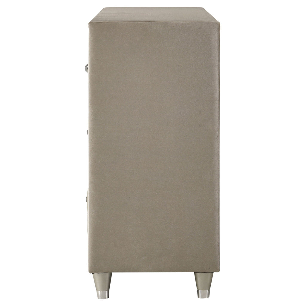 Antonella 7-drawer Upholstered Dresser Ivory and Camel