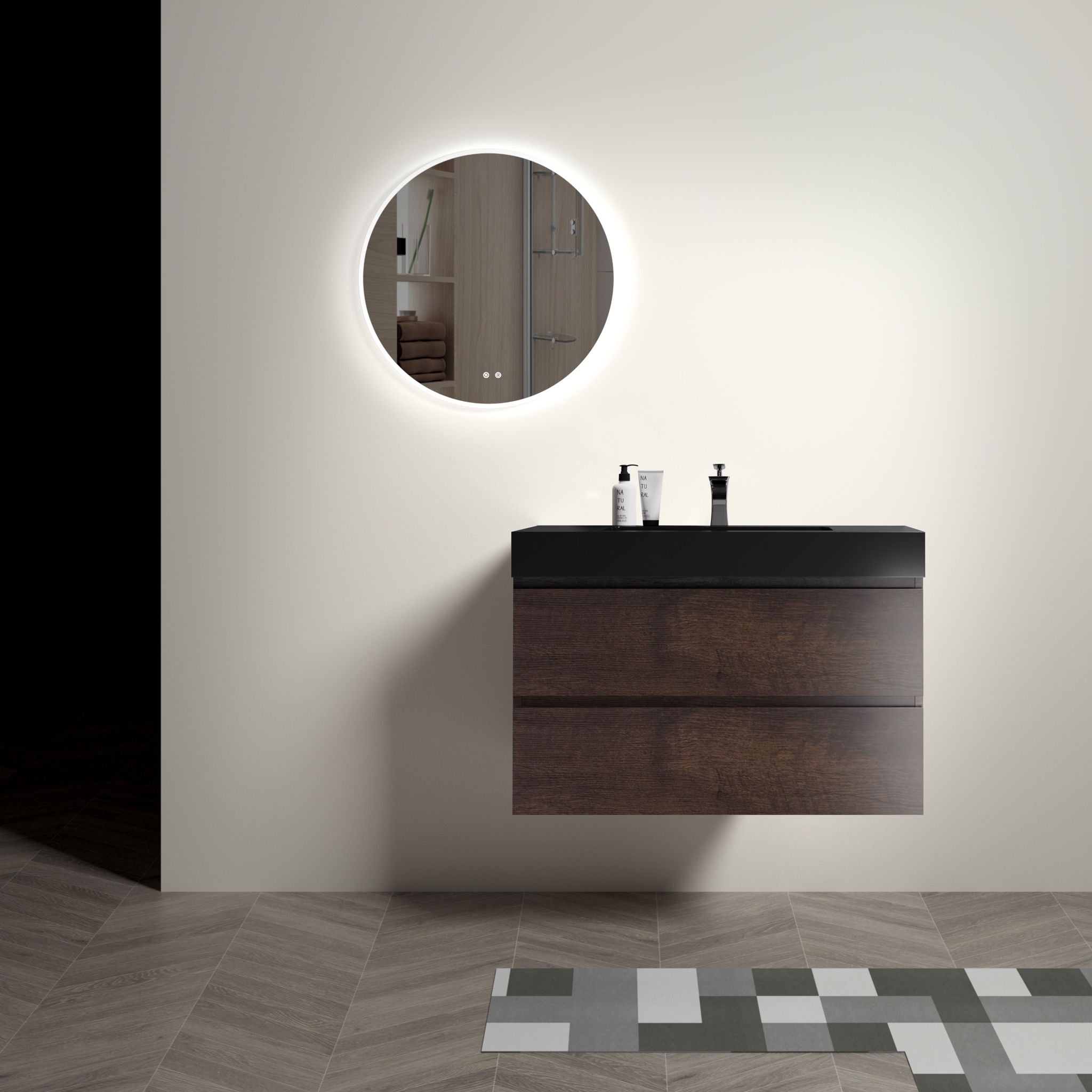 Alice - Bathroom Vanity Wall Mounted With Sink, Large Storage