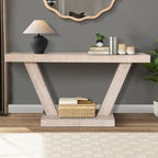 Vintage Distressed Wood Entryway Bench With 2 Tier Storage Cabinet