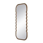 Oversized Wooden Floor Mirror With Unique Frame - Brown