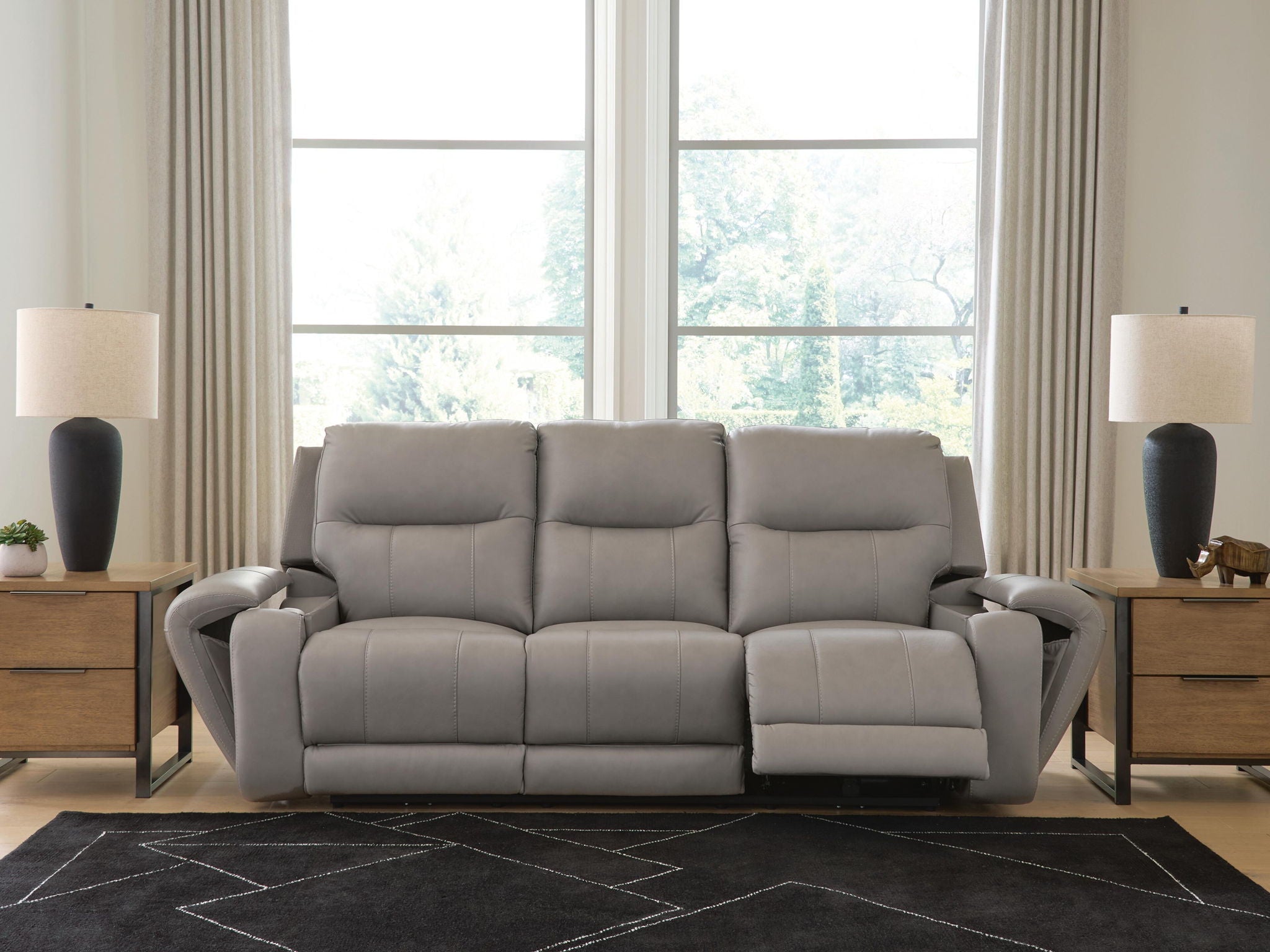 Real Moments - Power Reclining Sofa With Audio Seating - Ash