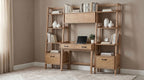 Fabian 4-piece Computer Desk and Bookshelf Set Distressed Light Brown