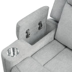 Galya - Motion Loveseat With Console - Light Gray Chenille