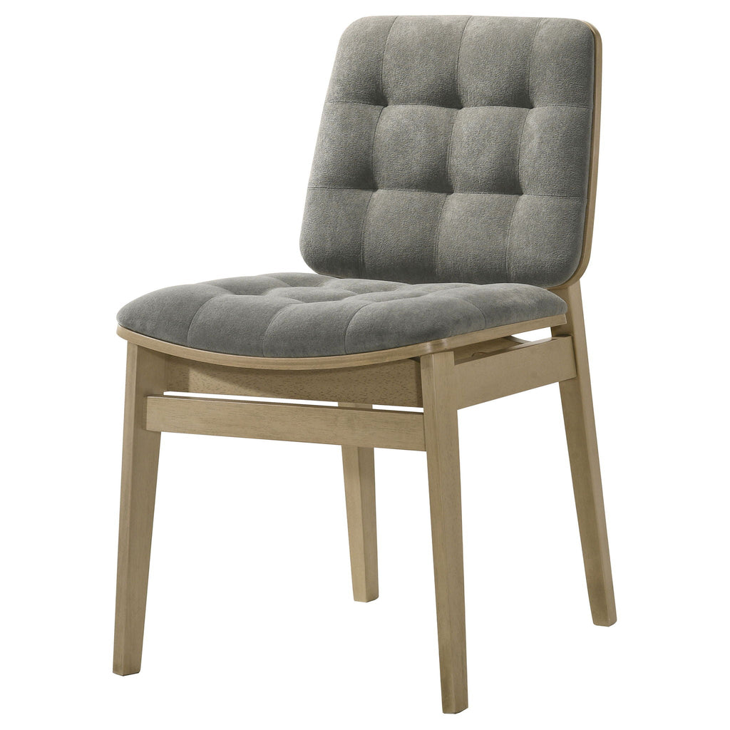 Redbridge Velvet Upholstered Side Chair Grey and Natural Oak (Set of 2)