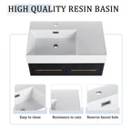 Modern Wall Mounted Bathroom Vanity With Resin Sink And Storage Rack