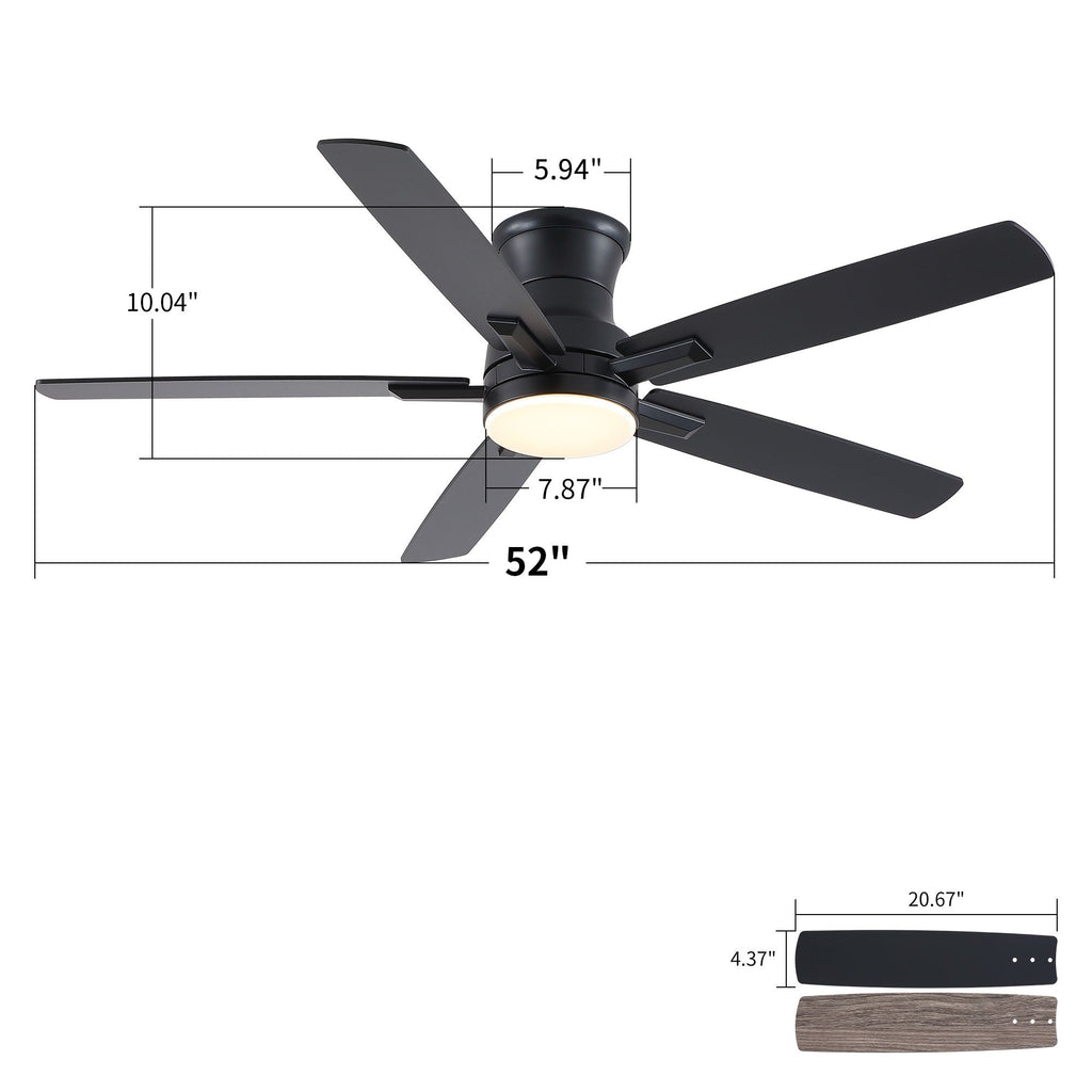 Mordern Flush Mount Ceiling Fan With Light And Remote Control