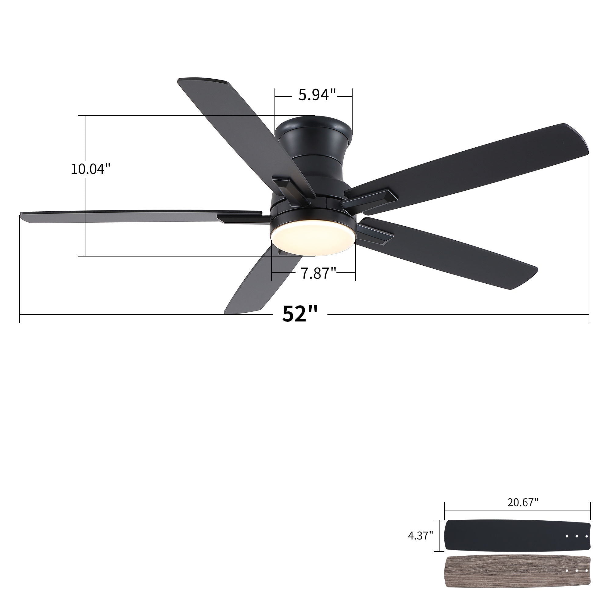 Mordern Flush Mount Ceiling Fan With Light And Remote Control