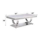 Zander - Printed Faux Marble Top & Mirrored Table - Marble